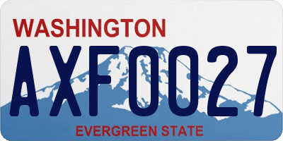 WA license plate AXF0027
