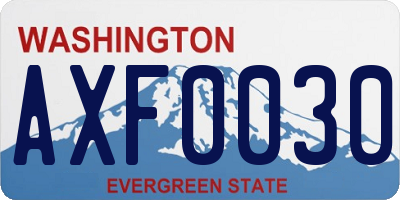 WA license plate AXF0030