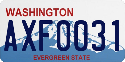 WA license plate AXF0031