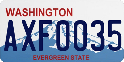 WA license plate AXF0035