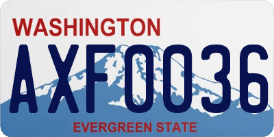WA license plate AXF0036