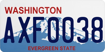 WA license plate AXF0038