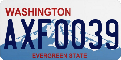 WA license plate AXF0039