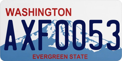 WA license plate AXF0053