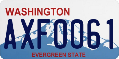 WA license plate AXF0061
