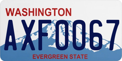 WA license plate AXF0067