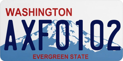 WA license plate AXF0102