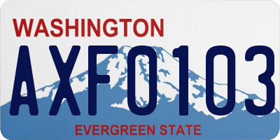 WA license plate AXF0103