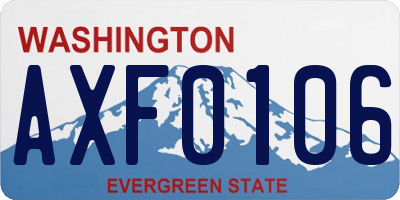 WA license plate AXF0106