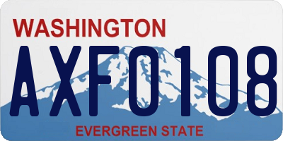 WA license plate AXF0108