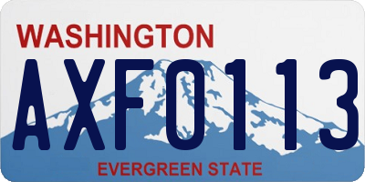 WA license plate AXF0113