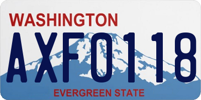 WA license plate AXF0118