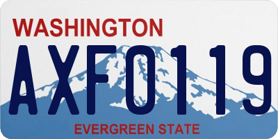 WA license plate AXF0119