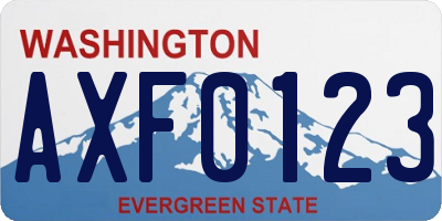 WA license plate AXF0123