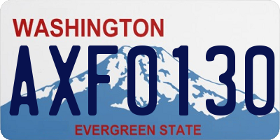 WA license plate AXF0130