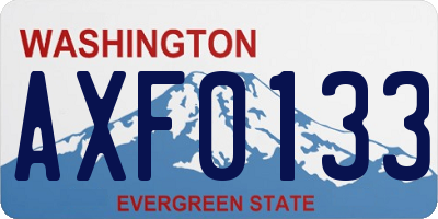 WA license plate AXF0133