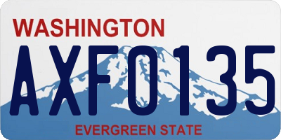 WA license plate AXF0135