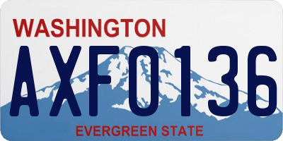 WA license plate AXF0136
