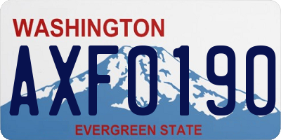 WA license plate AXF0190