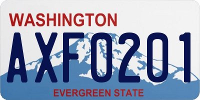WA license plate AXF0201