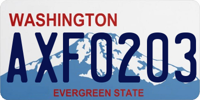 WA license plate AXF0203