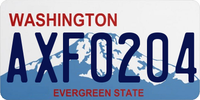 WA license plate AXF0204
