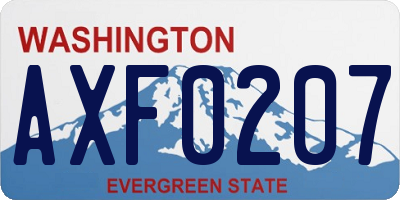 WA license plate AXF0207