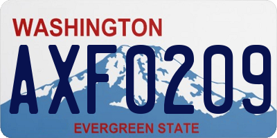 WA license plate AXF0209