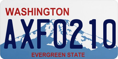 WA license plate AXF0210