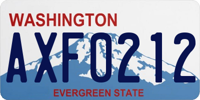 WA license plate AXF0212