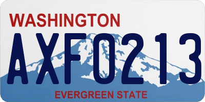 WA license plate AXF0213