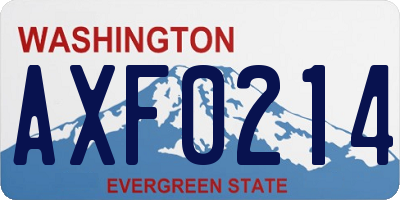 WA license plate AXF0214