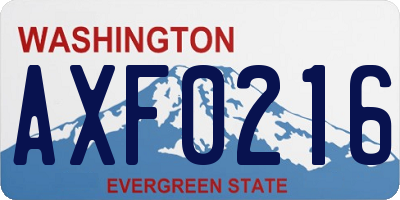WA license plate AXF0216