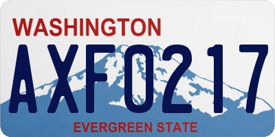 WA license plate AXF0217