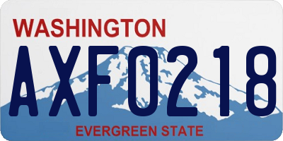 WA license plate AXF0218