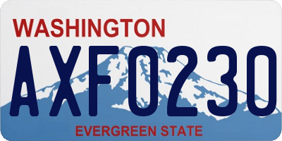 WA license plate AXF0230