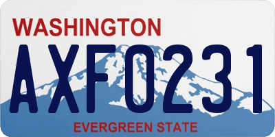 WA license plate AXF0231