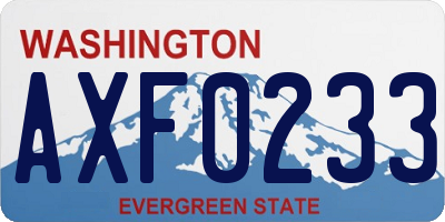 WA license plate AXF0233