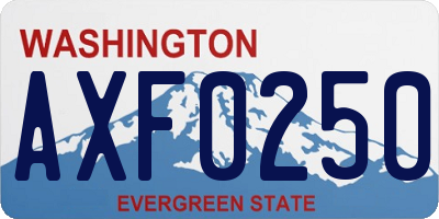 WA license plate AXF0250