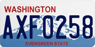 WA license plate AXF0258