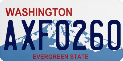 WA license plate AXF0260