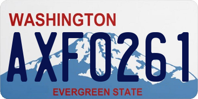 WA license plate AXF0261