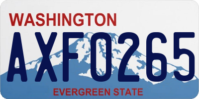 WA license plate AXF0265