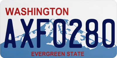 WA license plate AXF0280