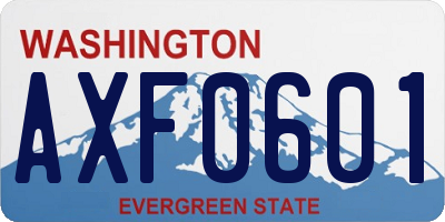 WA license plate AXF0601