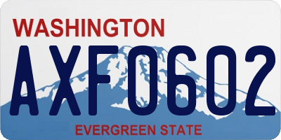 WA license plate AXF0602