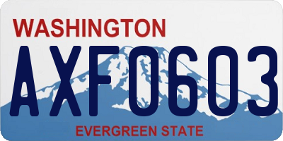 WA license plate AXF0603