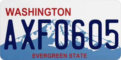 WA license plate AXF0605
