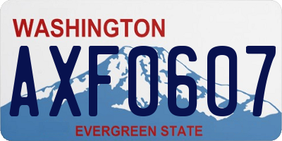WA license plate AXF0607