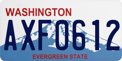 WA license plate AXF0612
